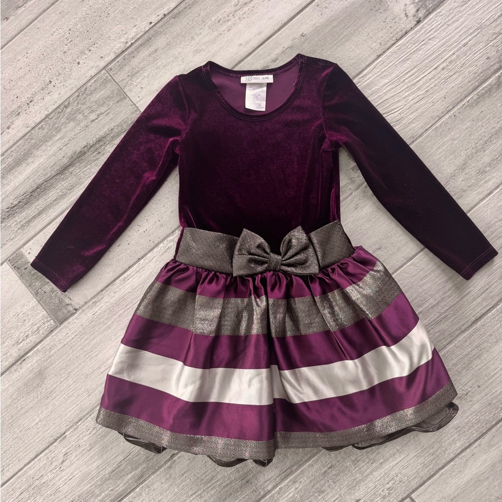 Bonnie Jean Velour Fit & Flair Dress - size 5